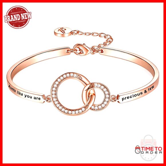 Rose Gold Plated Bangle Bracelet Elegant Minimal Chic Gift Jewelry Cubic